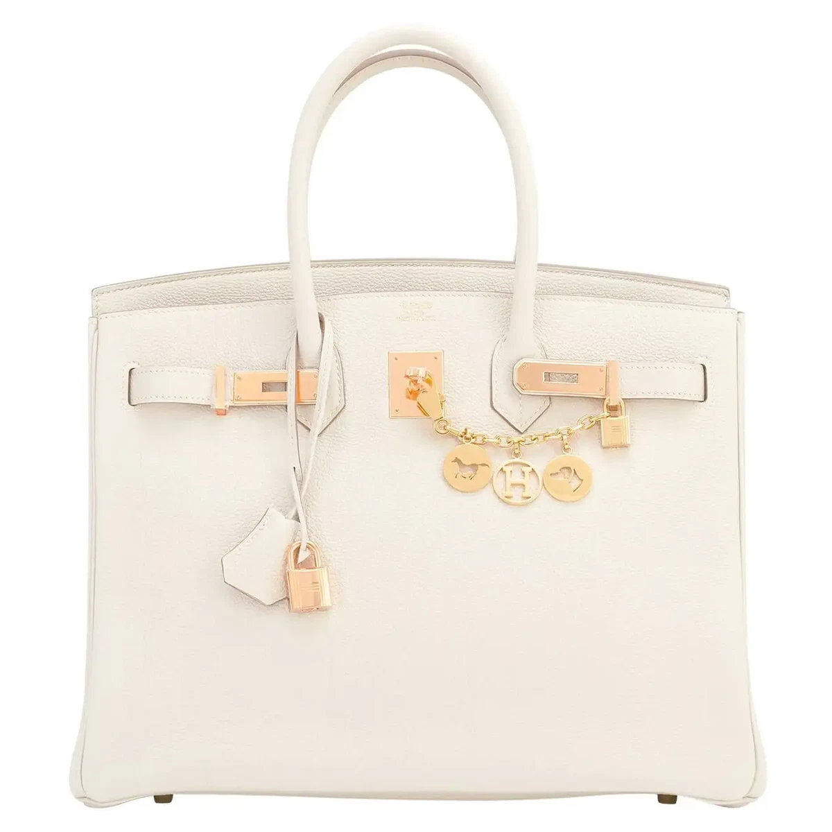 Hermes Birkin 35cm Craie Togo Rose Gold Off White Bag U Stamp, 2022