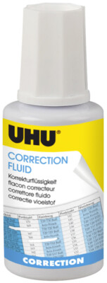 UHU Korrekturflüssigkeit Correction Fluid weiß 20 ml in Flasche mit Pinsel