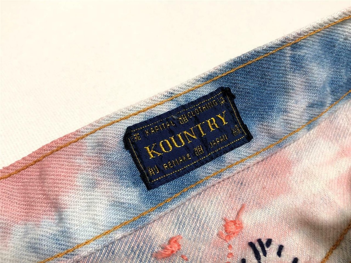 Kapital 12.5oz Crazy Papillon flared jeans denim tie dye patchwork 