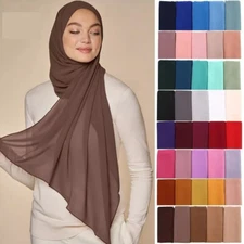 Solid Color Hijab Women Muslim Chiffon Scarf Head Wrap Shawl Islamic Turban Wrap