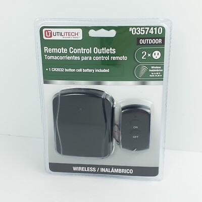 NEW Utilitech Outdoor  Wireless Remote Control With 2 Outlets New 0357410 Black