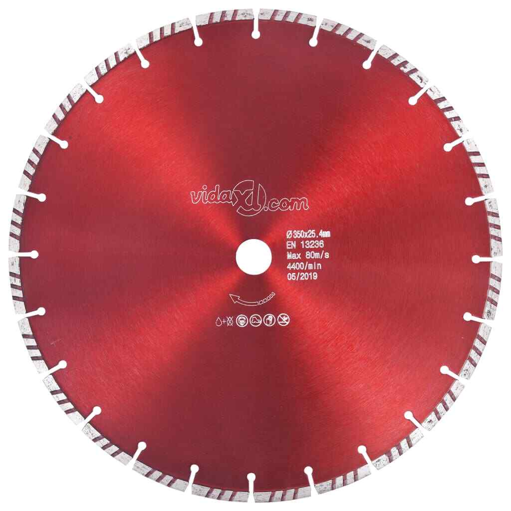 Disque diamant 350mm turbo pour coupe nette de l'acier et des métaux durs