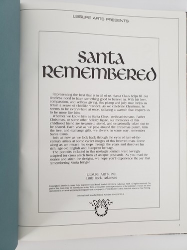 Santa Remembered Cross Stitch 1989 Leisure Arts Christmas Remembered Book One - Picture 2 of 10