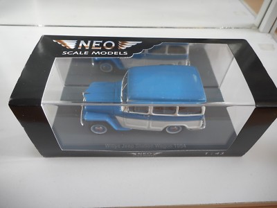 Neo Scale Models Willys Jeep Station Wagon 1954 in Blue/White on 1:43 in Box