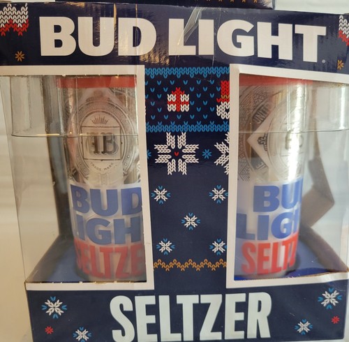 Vasos Bud Light Seltzer 4 nuevos en caja y posavasos hombre cueva - Imagen 5 de 12