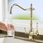 Polished Gold 3 Way Kitchen Sink Faucet Mixer Tap RO Purified Filter Water Spout