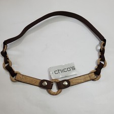 Chico's Brown Faux Leather Boho Western Circle Stretchy Belt NWT Size Medium