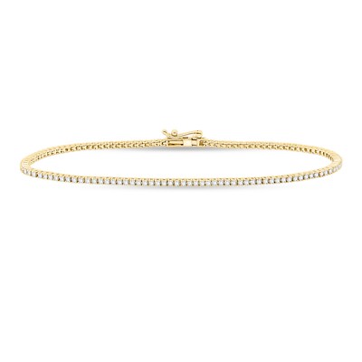 1Ct Round Cut Natural Diamond 4 Prong Tennis Bracelet 14K Yellow Gold 7 Inch_USA