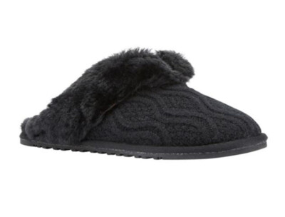 Lamo Sweater Knit Scuff Slippers Caroline Black