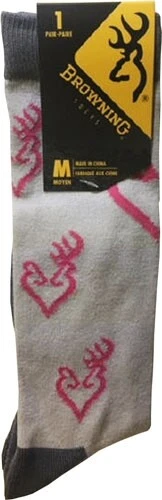 3 Pares, CALCETINES MARRONES BG DAMAS HEARTLAND PANTORRILLA GRIS MEDIO CON MARCA DE CIERVO ROSA  Foto 3 de 4