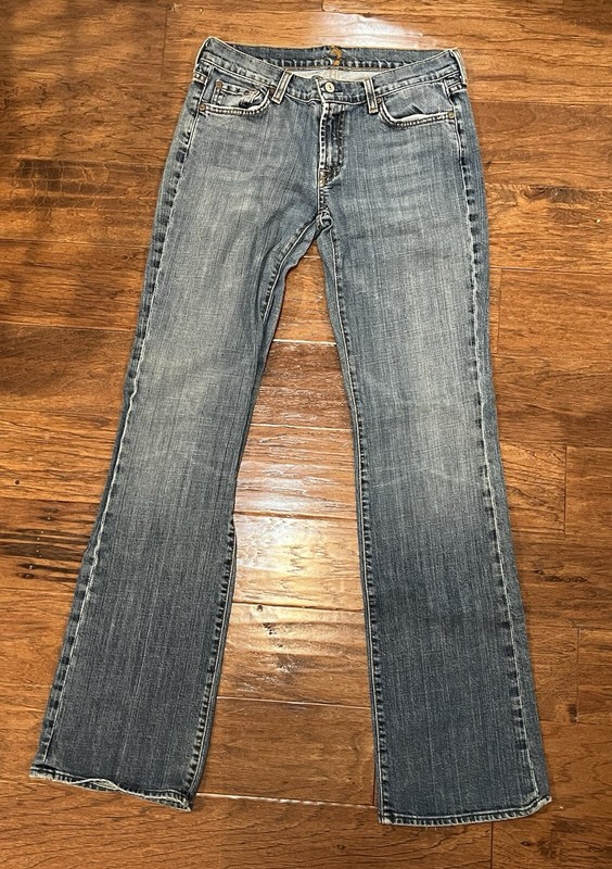7 For All Mankind A Pocket Bootcut Jeans Womens Size 31 Blue Low Rise Denim