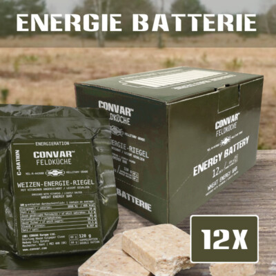 (29,17 /kg) CONVAR Feldküche Weizen-Energie-Riegel Salty 12 x 120g Compact Food