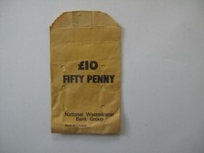 National Westminster Bank Limited: paper coin bag - 10 Fifty Penny