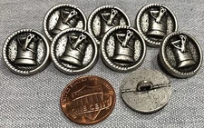Lot of 8 Antiqued Silver Tone Shank Metal Buttons Thread Spool 11/16" 18mm 8110