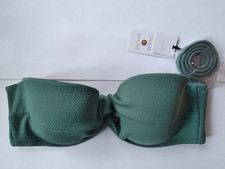 Shade  Shore Women's green Twist-Front Crepe Textured Bandeau Swim Top 34B New