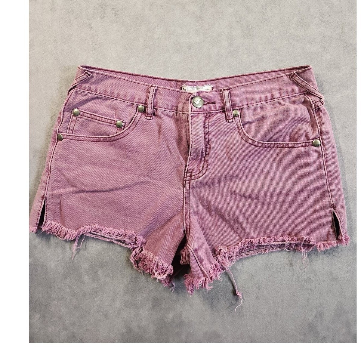 Free People Jean Shorts Womens Size 28 Purple Denim Jorts Cut Off Booty Mid  Rise