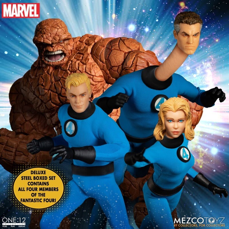 MEZCO TOYZ One:12 Marvel Fantastic Four F4 Deluxe Steel Boxed Set 