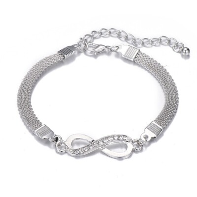 Fashion Jewelry Silver Rhinestone Infinity Love Chain Pendant