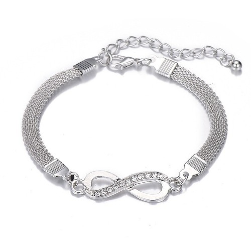 Moda Joyería Plata Estrás Infinito Cadena de Amor Colgante Pulsera 1-244 - Imagen 2 de 8
