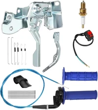 Throttle Linkage Control Assembly and 7/8" Mini Bike Throttle Kit -Blue