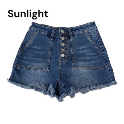 YMI DREAM Autentic Denim Women SZ 5/27 Blue High Rise Button Fly Jean Short