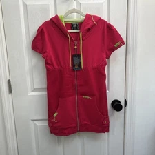 NWT Soho Babe AG-9770 Women's French Terry Hoodie Mesh Front Pink Size Small