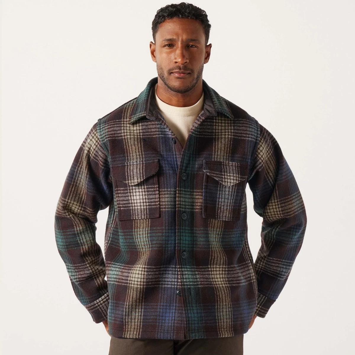 Filson Mackinaw Wool Jac Shirt Black Coffee Multi Plaid 24oz USA