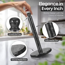 Marble Paper Towel Holder 12 Inch (Black) - Kitchen Countertop Paper Towel Ho...