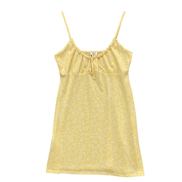 Cotton On Dress Womens M Yellow Floral Jersey Slip Strappy Mini Summer 48831