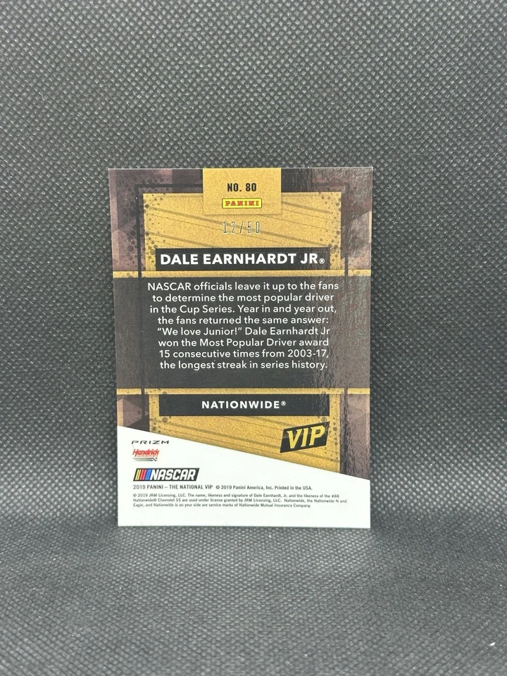 2019 Panini The National VIP Gold Pack Dale Earnhardt Jr. Purple Prizm Disco /50 - Image 2 of 2