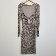 DVF Diane von Furstenberg Feather Midi Y2K Dress Size 4