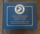250th Anniversary Marine Corps American Eagle One Ounce Silver Proof Coin 25 mpm