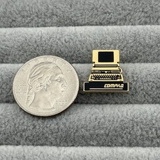 Compaq Computers Vintage Old Style Desktop Employee Pin Pinback #59851