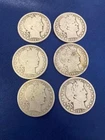 1900-1913 Barber Half Dollar Lot of 6 coins. Well Circulated