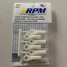 RPM Long Dyeable White Rod Ends 80511 NEW