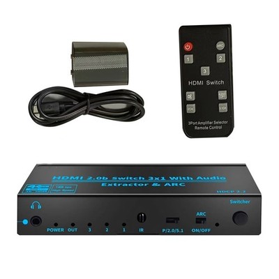 4K 3x1 HDMI Switch With Audio Extractor Video Converter For PS4 PS5 DVD PC to TV