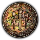 1964 10c Silver Roosevelt Dime - PQ Rainbow Toning - SKU-Z6385