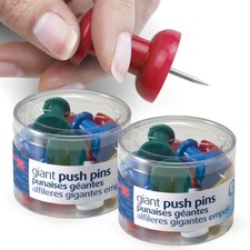 Officemate Giant Push Pins, 1.5" Assorted Colors, 2 2 Tubs, Colors