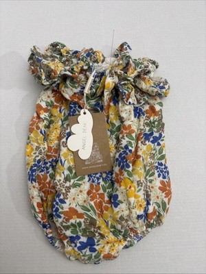 Angel Dear Baby Girl Bubble Romper Floral Multicolor 6-12 Mons NEW Gauze Cotton