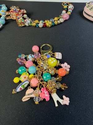 Chunky Bag Charm Pastel Cuties Pink Heel Hat Purse Beads Crystals Handmade