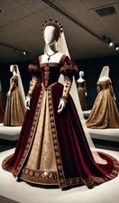 Custom WeddingGown Ethnic Style Burgundy Aline Skirt Embroidered Square Neckline