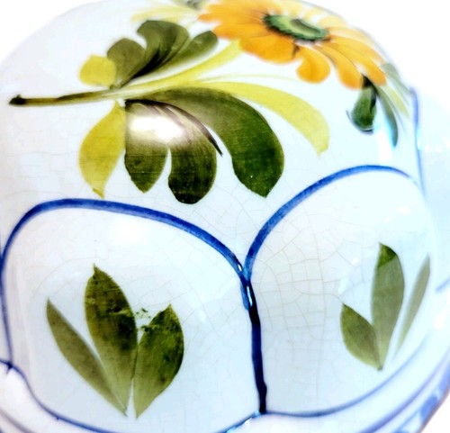 Vintage CERAMICHE ABC Bassano Hand Painted Mold Italian Yellow Floral Hanging - Picture 4 of 10