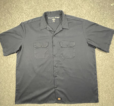 Dickies Flex Utility Work Shirt Men s 2XL Navy Blue Short Sleeve Button Up