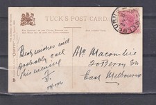 VICTORIA, MELBOURNE cds., 1906 ppc. Tuck's Oilette, Purple Glories, Mountains.