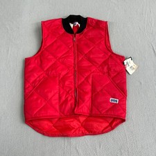 Big Smith Mens L Quilted Workwear Vest Red Full Zip Pockets Large Regular NWT