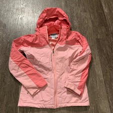 Columbia Interchange Girls Pink Hooded Jacket Size L 14 16 Youth Waterproof