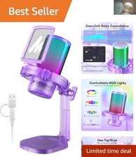 GamerWave Purple USB Mic - Noise Cancelling  Real-Time Monitoring Features