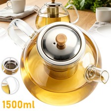 Glass Teapot Borosilicate Glass Teapot Infuser Tea Pot Safe Clear Heat-Resistant