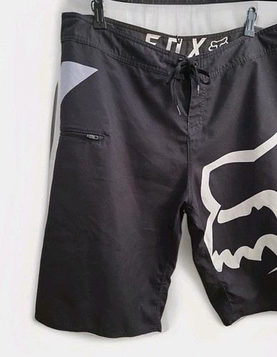 Pantalones cortos Fox Racing para hombre negros blancos con logotipo talla 36 encaje cremallera frontal bolsillo con cremallera - Imagen 2 de 11
