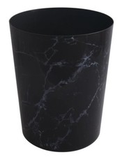 5 Gallon Small Plastic Bathroom Trash Can, Black Marble Garbage Bin without Lid
